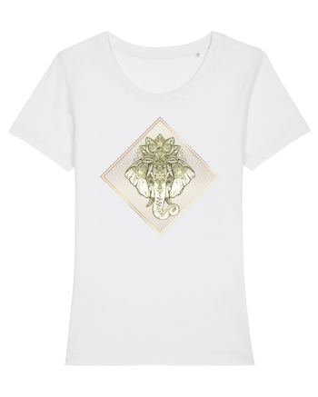 Golden Elephant Mandala  White
