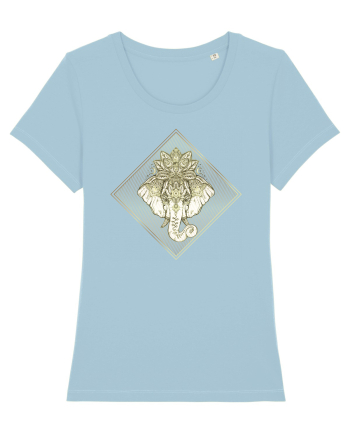 Golden Elephant Mandala  Sky Blue