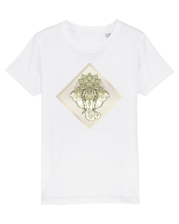 Golden Elephant Mandala  White