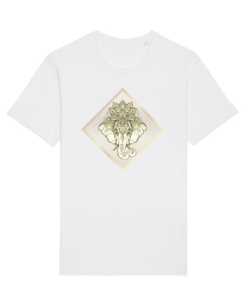 Golden Elephant Mandala  White