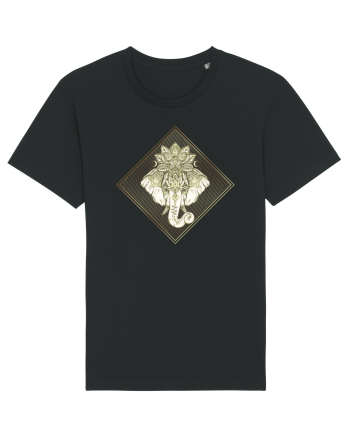 Golden Elephant Mandala  Black