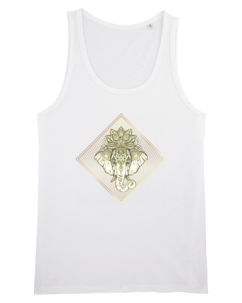 Golden Elephant Mandala  White
