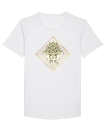 Golden Elephant Mandala  White