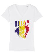 Golan Romania Tricolor Tricou mânecă scurtă guler V Damă Evoker