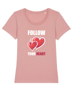 FOLLOW YOUR HEART Tricou mânecă scurtă guler larg fitted Damă Expresser
