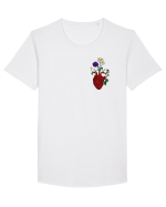 Inima cu flori  Tricou mânecă scurtă guler larg Bărbat Skater