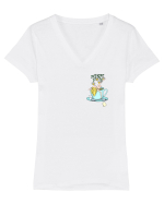 Ceai de mușețel  Tricou mânecă scurtă guler V Damă Evoker