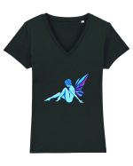 Zână albastra  Tricou mânecă scurtă guler V Damă Evoker