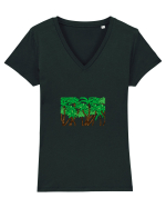 Boxed Palmtrees Tricou mânecă scurtă guler V Damă Evoker