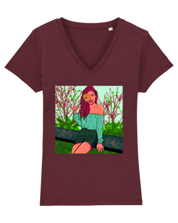 Fata cu floare de soare Burgundy