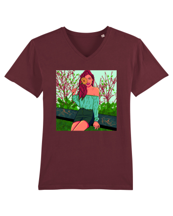 Fata cu floare de soare Burgundy