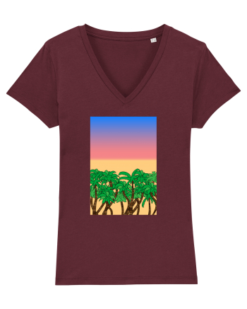 Sunset Palmtrees Burgundy