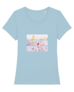 Pink Flowers Tricou mânecă scurtă guler larg fitted Damă Expresser