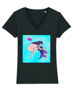 Zodia Pești Tricou mânecă scurtă guler V Damă Evoker