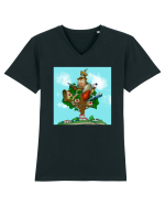 Clanul Nebunaticilor de alături  Tricou mânecă scurtă guler V Bărbat Presenter
