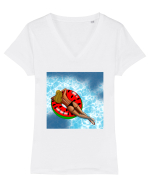 Priveliște de vara Tricou mânecă scurtă guler V Damă Evoker