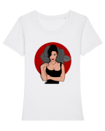 Fata cu trandafiri  Tricou mânecă scurtă guler larg fitted Damă Expresser