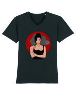 Fata cu trandafiri  Tricou mânecă scurtă guler V Bărbat Presenter