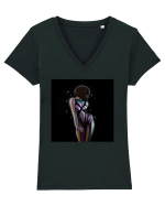 Bruneta sexy  Tricou mânecă scurtă guler V Damă Evoker