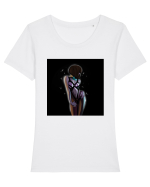 Bruneta sexy  Tricou mânecă scurtă guler larg fitted Damă Expresser