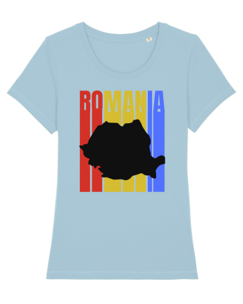 Romania tricolor in stil retro Sky Blue