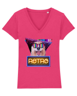 Retro disco dog Tricou mânecă scurtă guler V Damă Evoker