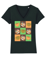 Petru iubitorii de Cafea Tricou mânecă scurtă guler V Damă Evoker
