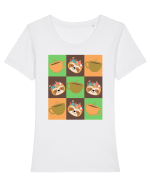 Petru iubitorii de Cafea Tricou mânecă scurtă guler larg fitted Damă Expresser