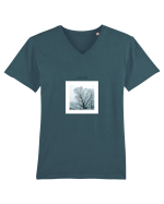 White Cold Frame Tricou mânecă scurtă guler V Bărbat Presenter
