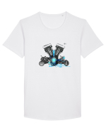 Motorcycle tech Tricou mânecă scurtă guler larg Bărbat Skater