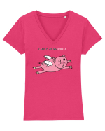 Cand o zbura porcu' Tricou mânecă scurtă guler V Damă Evoker