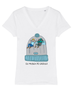 Cu musca pe căciulă Tricou mânecă scurtă guler V Damă Evoker