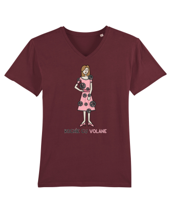 Rochie cu volane Burgundy