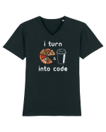 Pizza and Coffee into code Tricou mânecă scurtă guler V Bărbat Presenter
