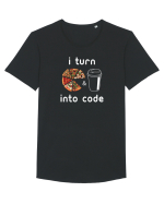 Pizza and Coffee into code Tricou mânecă scurtă guler larg Bărbat Skater