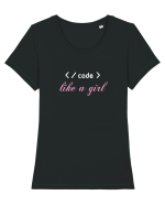 Code like a girl Tricou mânecă scurtă guler larg fitted Damă Expresser
