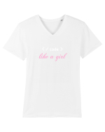 Code like a girl Tricou mânecă scurtă guler V Bărbat Presenter