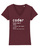 CODER Tricou mânecă scurtă guler V Damă Evoker