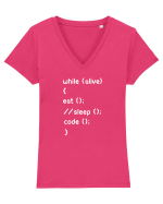 Eat Sleep Code Tricou mânecă scurtă guler V Damă Evoker
