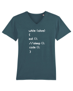 Eat Sleep Code Tricou mânecă scurtă guler V Bărbat Presenter