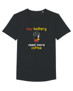 Low Battery Need Coffee Tricou mânecă scurtă guler larg Bărbat Skater