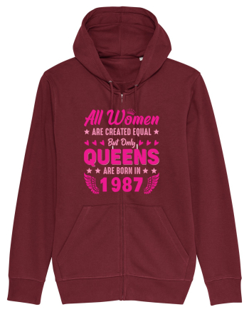 All Women Are Equal Queens Are Born In 1987 Burgundy