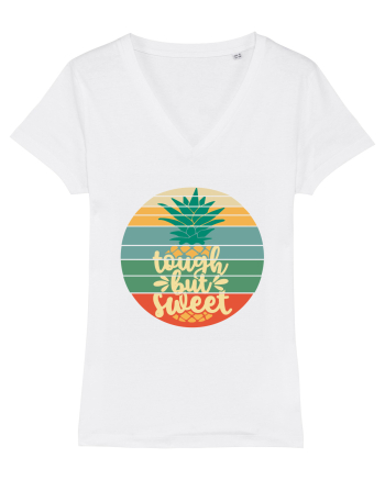 Tough But Sweet Retro Sunset Pineapple White