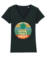 Tough But Sweet Retro Sunset Pineapple Tricou mânecă scurtă guler V Damă Evoker