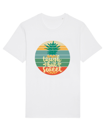 Tough But Sweet Retro Sunset Pineapple White