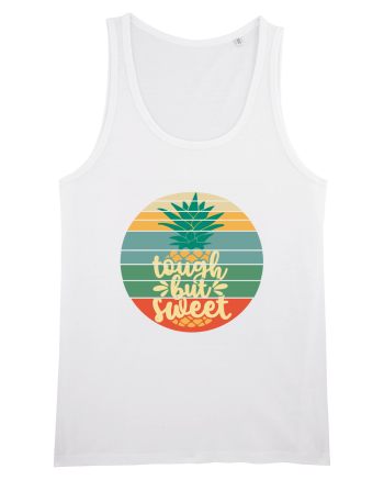 Tough But Sweet Retro Sunset Pineapple White