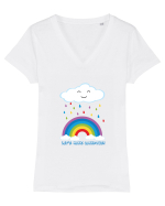 Let's make rainbows. Tricou mânecă scurtă guler V Damă Evoker