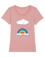 Let's make rainbows. Tricou mânecă scurtă guler larg fitted Damă Expresser