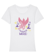 Awesome World Of Unicorns Tricou mânecă scurtă guler larg fitted Damă Expresser
