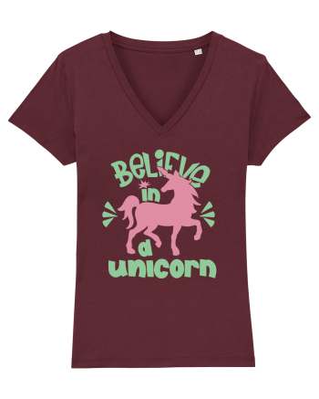 Believe In A Unicorn Burgundy